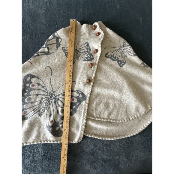 Anthropologie Moth Women's OS Wool Blend Butterfly Print Cape Sweater Artsy RARE - Picture 4 of 6
